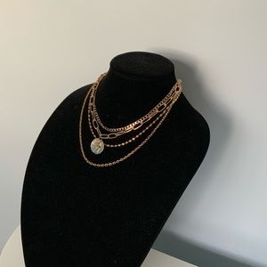 Layered Chain Link Coin Necklace